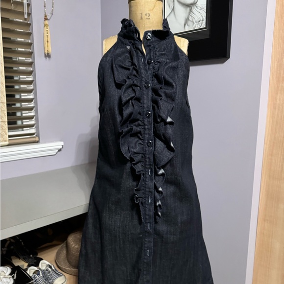 7 for all Mankind denim ruffle dress. Size medium. - Picture 3 of 8